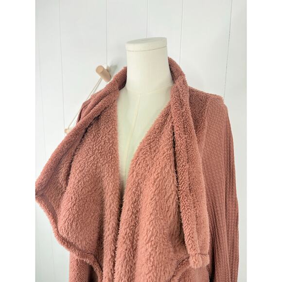 Jodifl Plush Faux Fur Teddy Coat Size Medium Cardigan Sweater Mauve - Picture 2 of 8